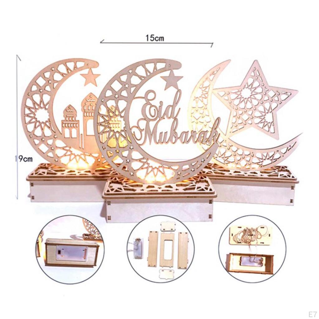 Eid Crafts Night Light, , Ramadan Mubarak Lamp Decorations, Home Party Bedroom Ornaments for