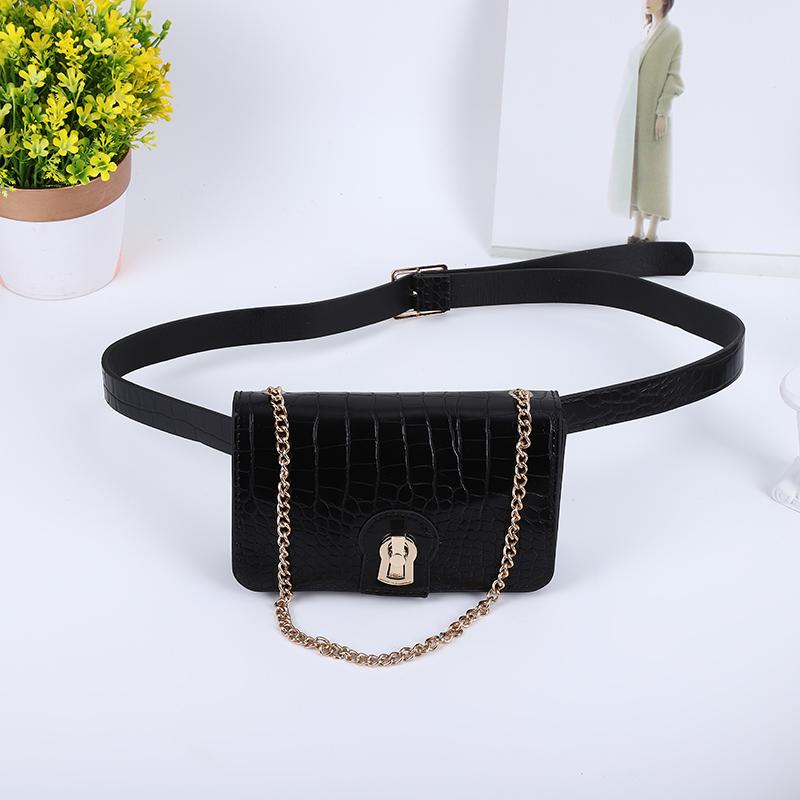 

Hip Hop Women s Belt Bag Crocodile Pattern PU Leather Waist Pack Chain Shoulder Bags Female Funny Pack Crossbody Chest Bag Purse