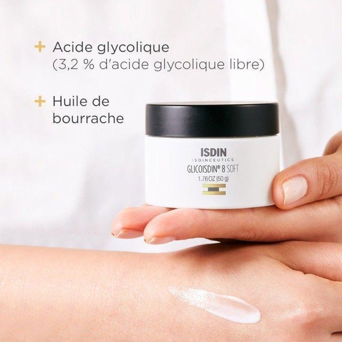 Crème pour le visage - Isdin - Glicoisdin 8 Soft - 50g - Tous types de peau - Texture crème