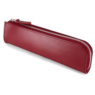 Rioboca Tanned Leather Pen Case Made In Japan Himeji Leather Simple Adult Zipper (Red)