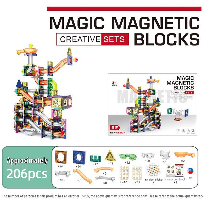 Stained Glass Magnetic Marble Run: Kids' Magnetic Building Blocks and Tracks