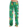 Women's Christmas Print Plush Pants Cozy Casual Pajama Bottoms for Holiday