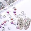 1 Set 12 Grids Nail Art Rhinestone Kit with Storage Box Drill Pen Tweezers Glass Flatback Rhinestone DIY Nail Design Crafting Decoration Fake Gems