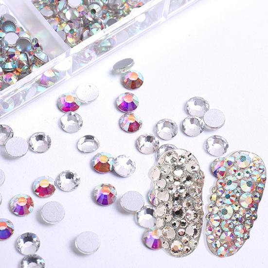 1 Set 12 Grids Nail Art Rhinestone Kit with Storage Box Drill Pen Tweezers Glass Flatback Rhinestone DIY Nail Design Crafting Decoration Fake Gems