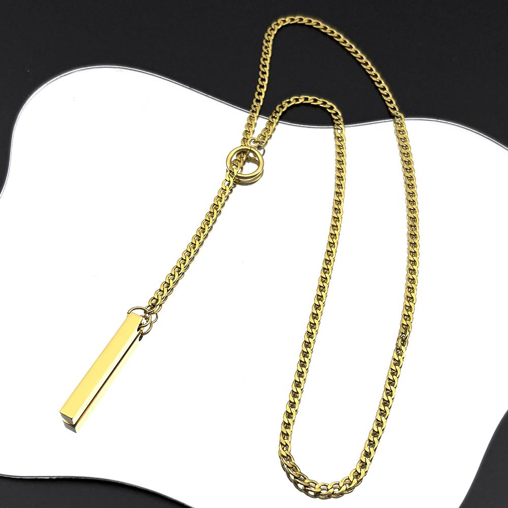 Lariat Stick Pendant Necklace for Women Stainless Steel Gold Color Simple O-Ring Sweater Choker Chian Y-Necklace Jewelry Gifts