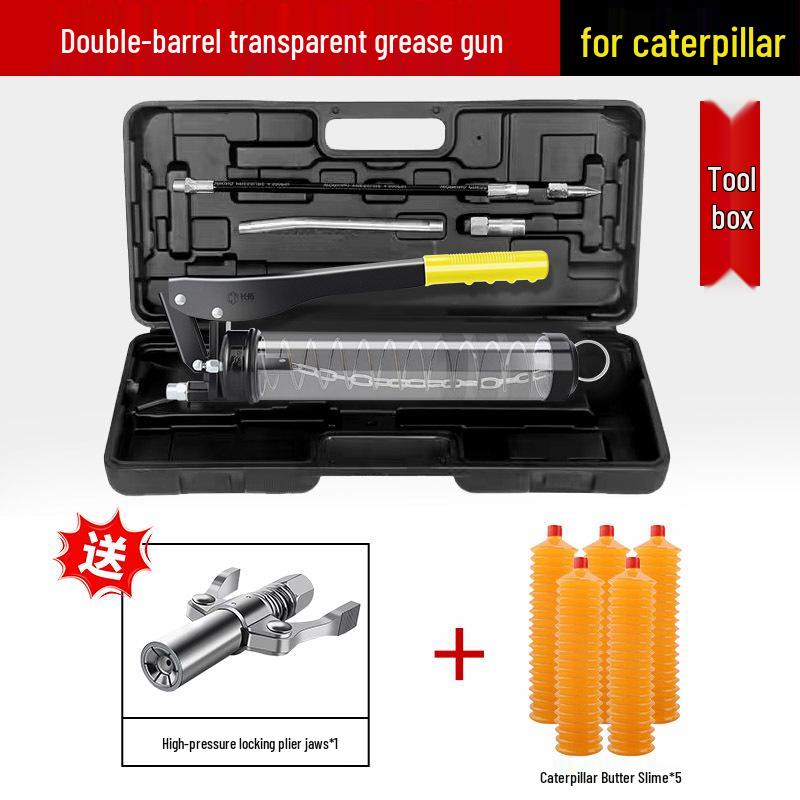 Caterpillar Dual-Use Manual High-Pressure Grease Gun with Four-Gear Locking Pliers and Flat Head