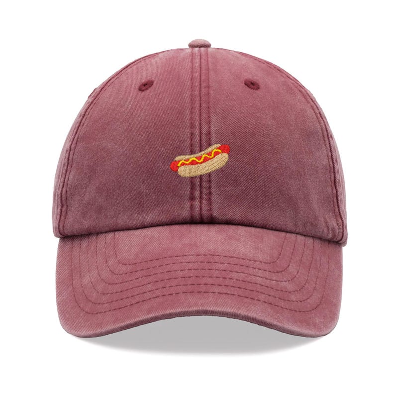 1 Stück Hotdog Baseballkappen für Damen Vintage Gewaschen Unisex Verstellbare Fahrer Mütze, geeignet für Outdoor Sport, Lustiger Sommerurlaub