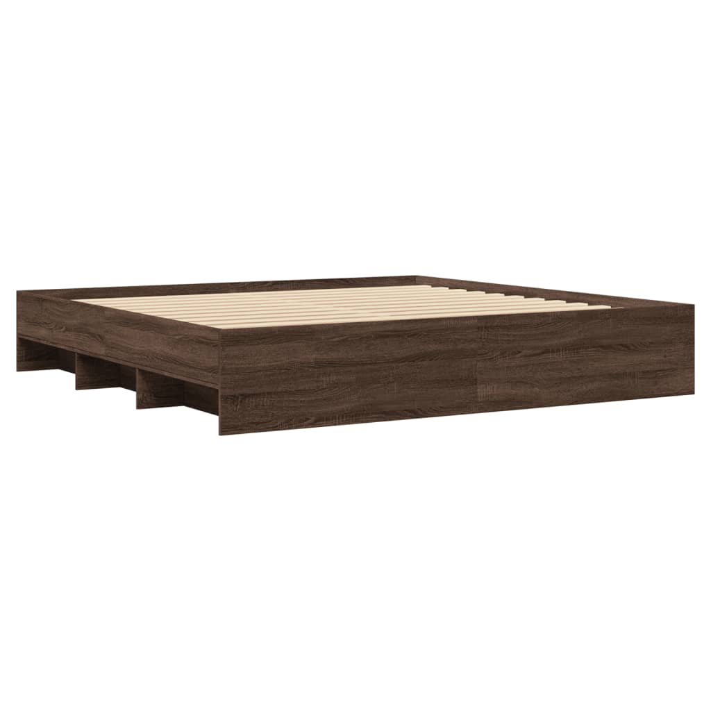 Bed Frame without Mattress Brown Oak Effect 200 x 200 cm