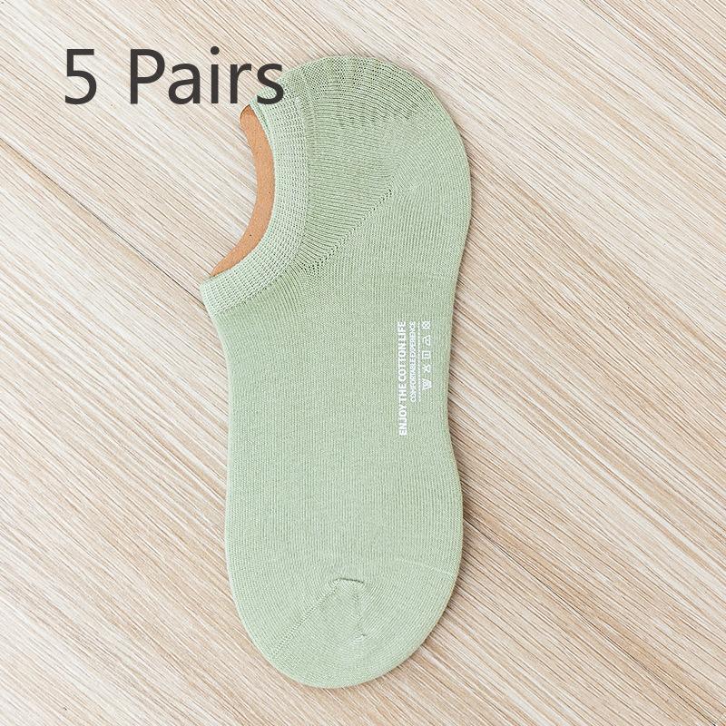 

5 Pairs of Women s Summer Thin Style Shallow Mouth Pure Cotton Deodorizing Sweat Absorbing Boat Socks 5 Pairs зелёный