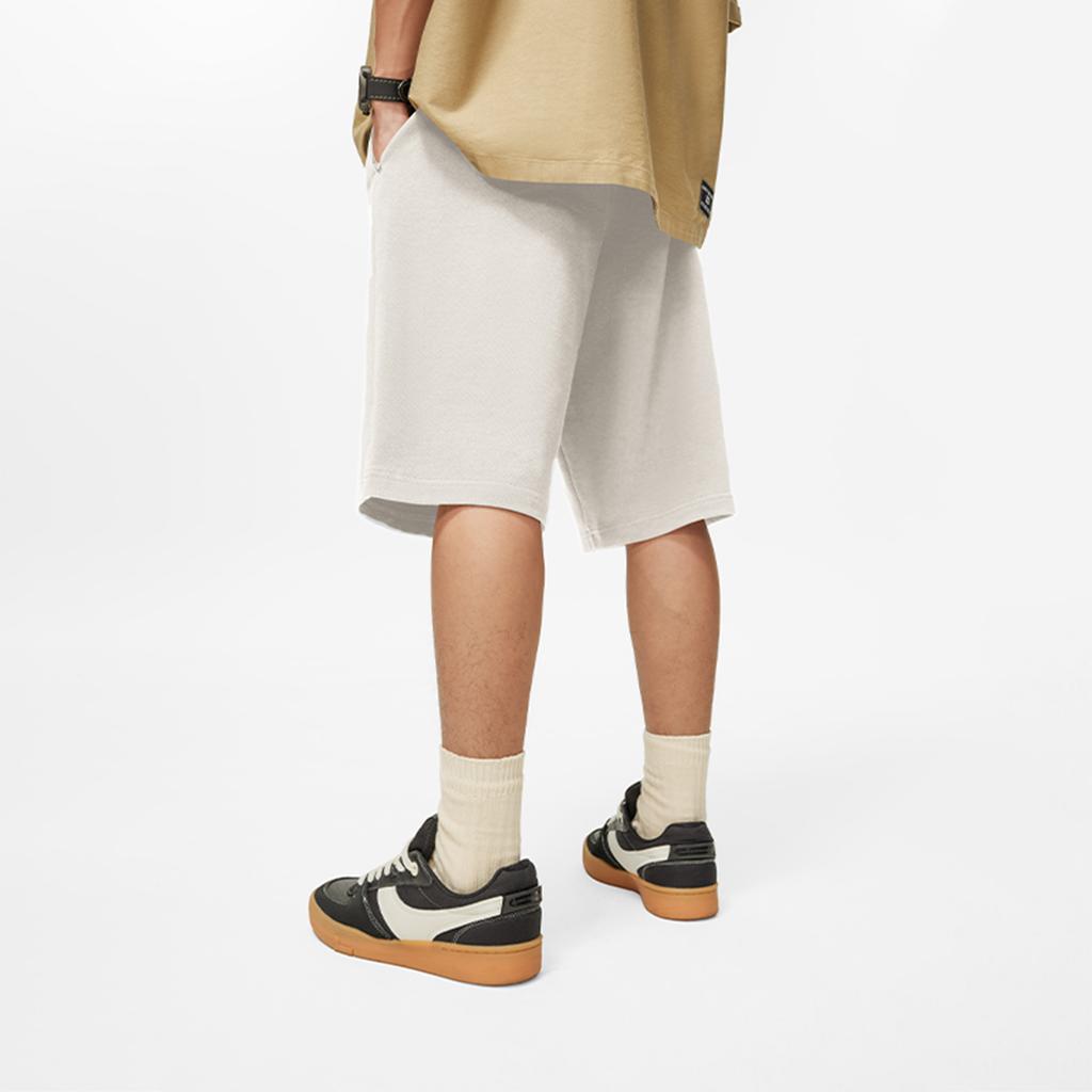 Li Ning Breathable Elastic Drawstring Printed Logo Straight Leg Sports Shorts Men Shorts Flower-Gray Tile-Gray AKSU621-6