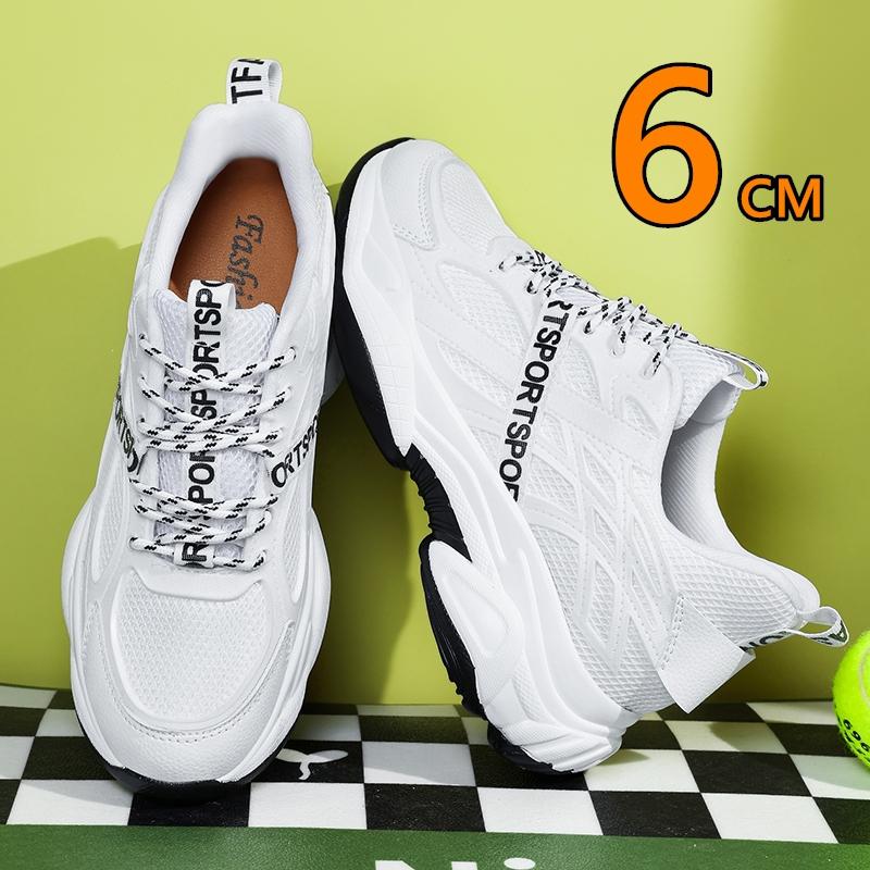 Mode Aufzug Herrenschuhe Atmungsaktiv Unsichtbarer Absatz Erhöhungsschuhe 6cm Dicke Sohle Laufschuhe Freizeit Schuhe Lift Sport für Mann Sommer