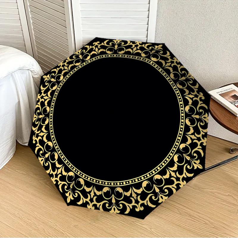 

1PC Gold Ornament Circle Automatic 8-Bone Folding Umbrella - Durable Polyester & Iron Frame,Userfriendly Operation yy250929104