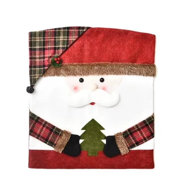 Christmas Chair Cover Santa Claus/Snowman/Reindeer Chair Slipcover Xmas Chair Back Cover Holiday Seat Cover Home Decoration
