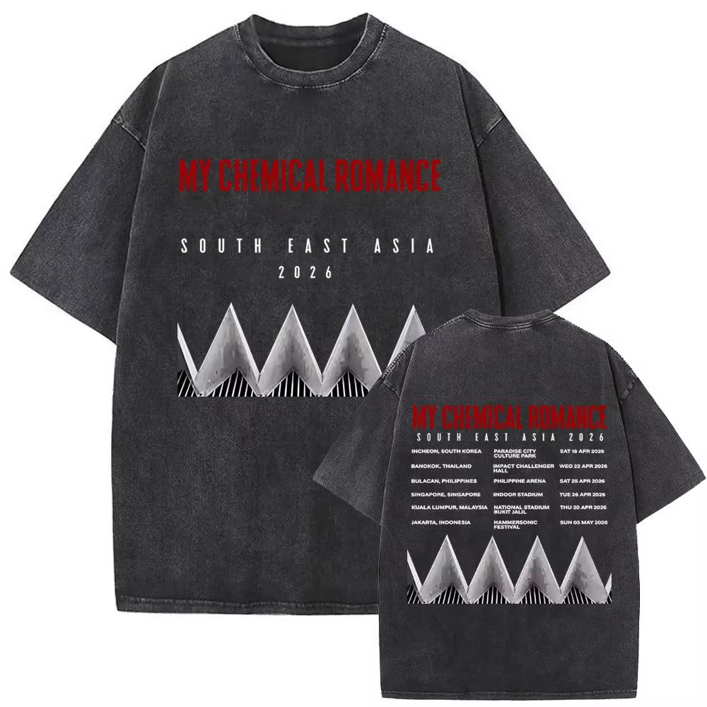 Washed Vintage Rock Band My Chemical Romance The Black Parade Tour  Tshirt Mens Women Fashion Punk Emo Oversized T Shirts
