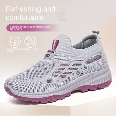 Wanderschuhe Frühling Damenschuhe Atmungsaktive Slip-on Weiche Sohle Mittleren Alters Mutter Schuhe