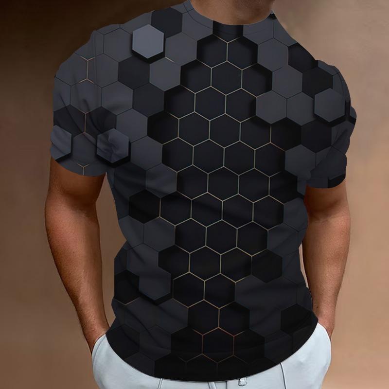 Modische T-Shirts für Herren mit 3D-Linien-Druck, Herrenbekleidung, Street-Designer, kurzärmelig, übergroße Top-T-Shirts, tägliche Freizeitsportbekleidung