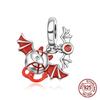 Copper Halloween Red Bat Imp Pendants Christmas Charms Fits Genuine Charms Bracelet Women DoItYourself Jewellery Gifts
