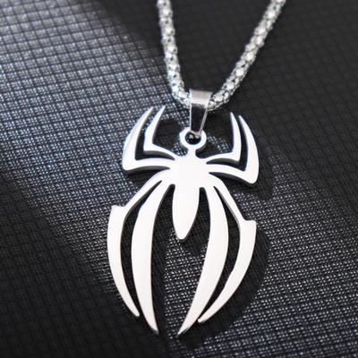 HNSP Stainless Steel Spider Pendant Chain Necklace For Men Boy Anime  Accessories
