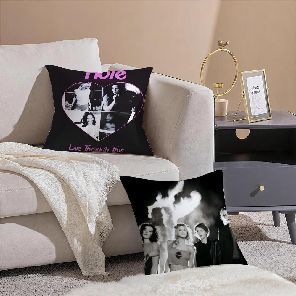 Band Rock Band H-Hole Cushion Cover Throw Pillow Cover Hidden Button Durable Polyester Chair Cushion