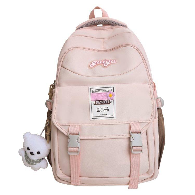 

Женский рюкзак для младших школьников старшей средней школы большой емкости для девочек розовый
