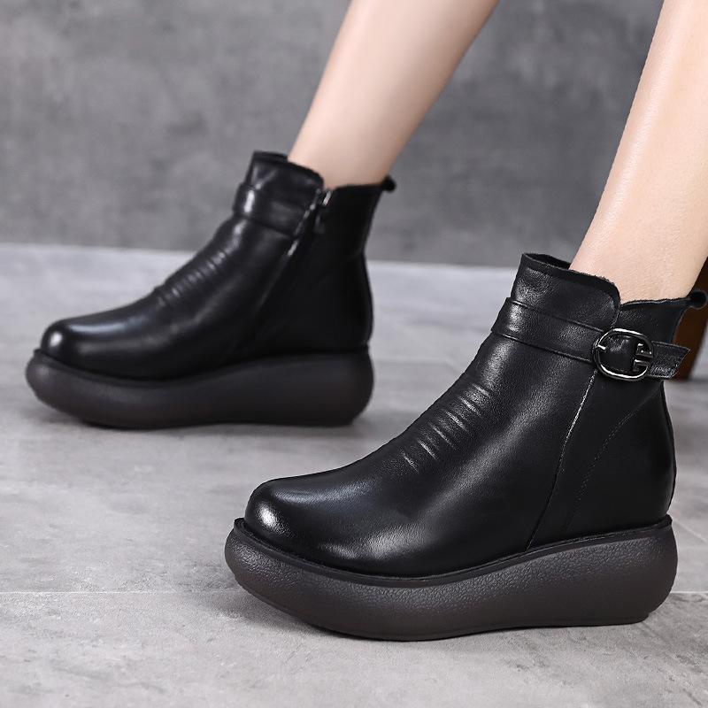 Fashion GKTINOO 2025 Waterproof Women Snow Boots 100% Genuine Leather Natural Wool Fur Platform Ankle Boots For Women Winter Warm Shoes