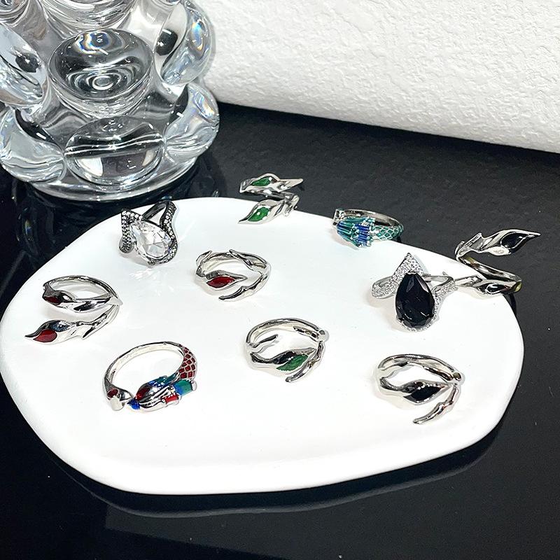 Original Design Nische High Sense Französischer Kalter Wind Persönlichkeit Emaille Offener Ring Zeigefingerring Damen