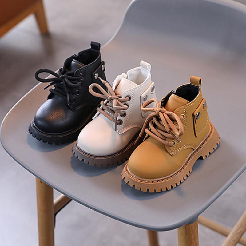Dětské boty Podzimní a zimní boty pro chlapce Britský styl Měkká podrážka Dětské boty Protiskluzné Kotníkové boty pro dívku Zapatos Niña