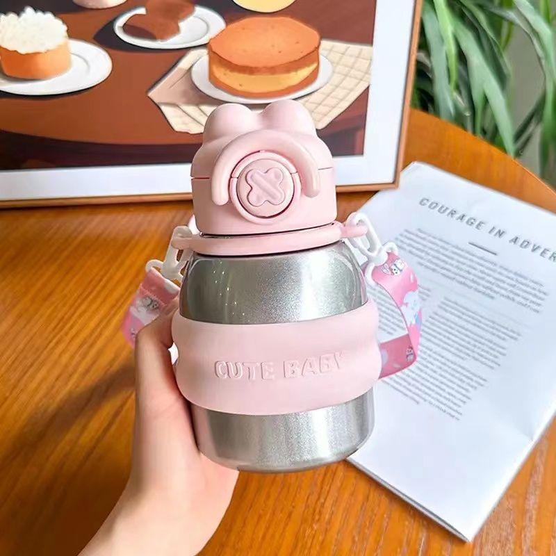 

Cute children s thermos cup girl straw type large capacity 316 stainless steel kettle high value student water cup 500ml