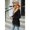 Autumn and Winter Lace V-neck Contrasting Contrasting Slit Loose Long-sleeved T-shirt Tops for Women