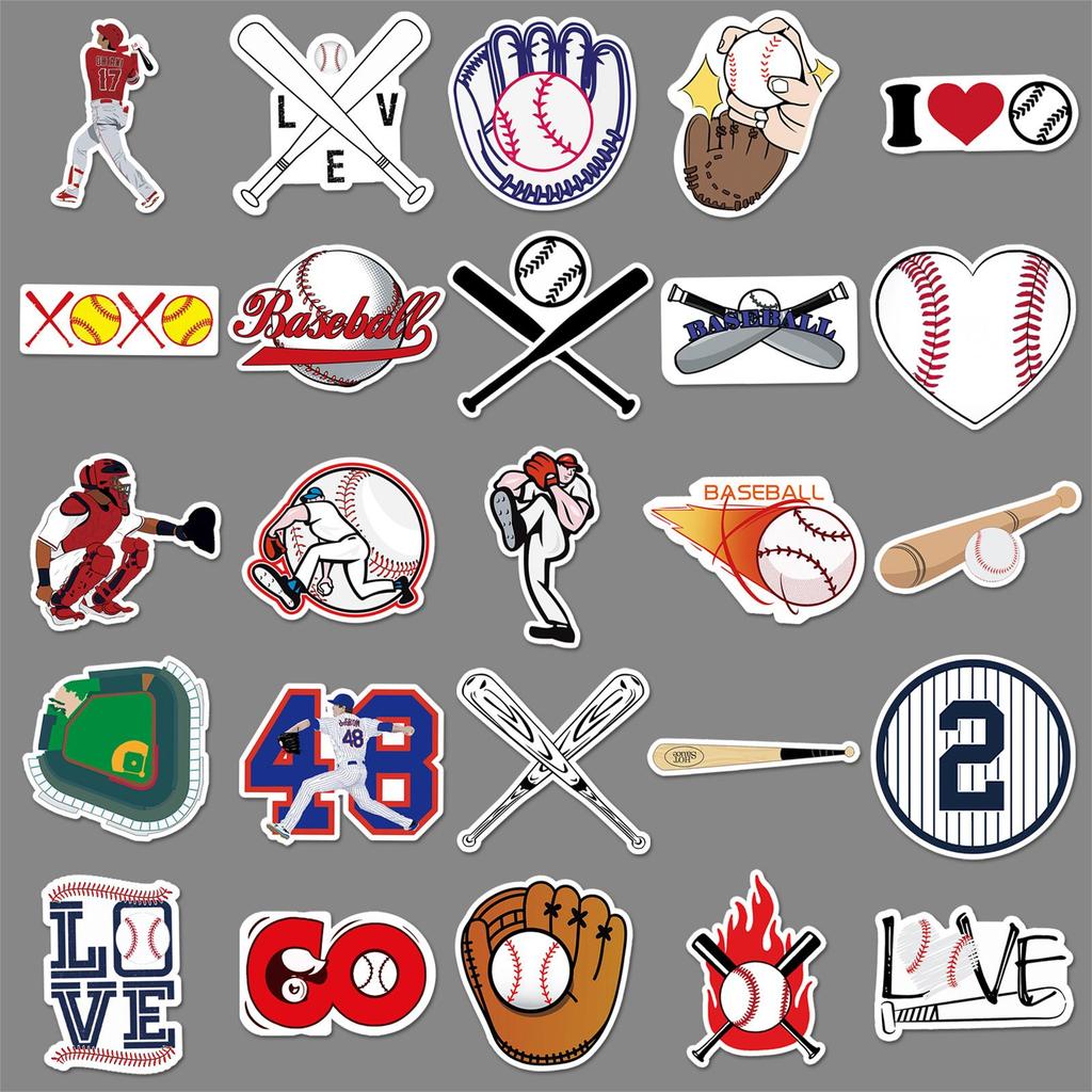 50 Personalized Baseball Graffiti Stickers – Waterproof DIY Skateboard & Suitcase Decor
