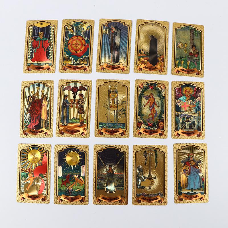 Mazzo di Tarocchi Bianco Edizione da Collezione: Set Completo Foglia Oro, Materiale PET, Nuove Carte dei Tarocchi.