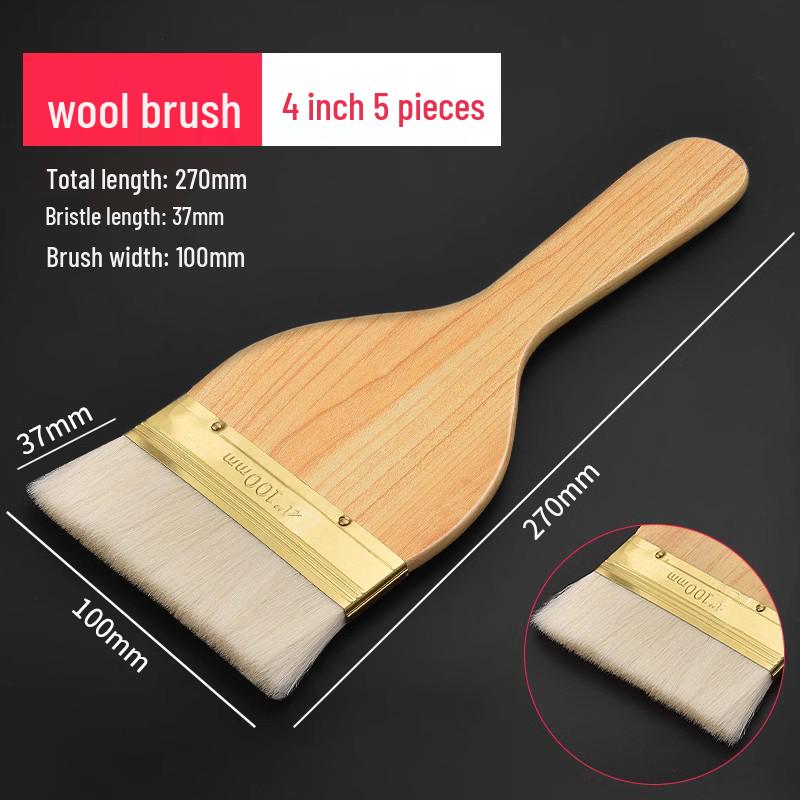 Wool-Latex Paint Brush with Wooden Handle, Soft Non-Shedding Bristles, Ideal for Wall Cleaning and Painting