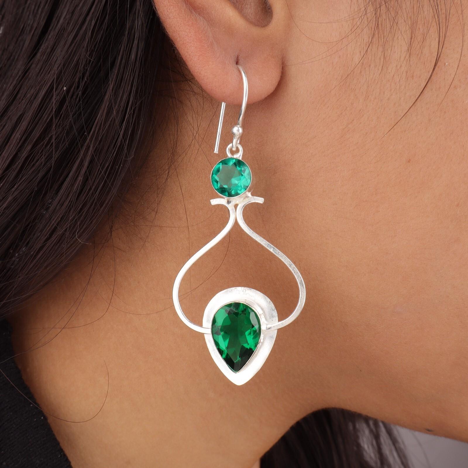 

Натуральный хромдиопсид, драгоценный камень, серьги ручной работы из стерлингового серебра 925 пробы, 2,07 EE-170-10