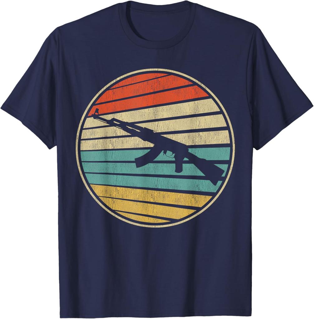 Gun Lover Vintage 70s 80s AK47 Assault Rifle TShirt 100 Cotton ONeck Short Sleeve Summer Casual Mens Tshirt Streetwear