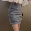 Fashion High Waist Drawstring Sexy Short Skirt Women Solid Slim Fit Casual Hip Wrap Skirt Loose A Line Elegant Vintage Office Ladies Skirts 25660
