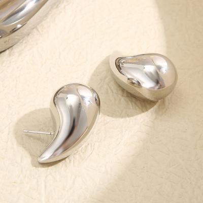 1 Pair Women Stud Earrings Water Drop Shape Polished Solid Color Anti-allergy Lightweight Smooth Lady Ear Studs Daily Commute Ear Jewelry