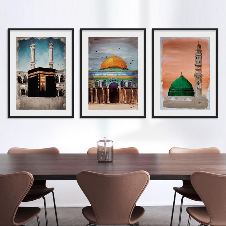 Islamic Canvas Al Aqsa Mosque Muslim Posters Canvas Painting Wall Art Print Pictures Bedroom Living Room Interior Home Decor