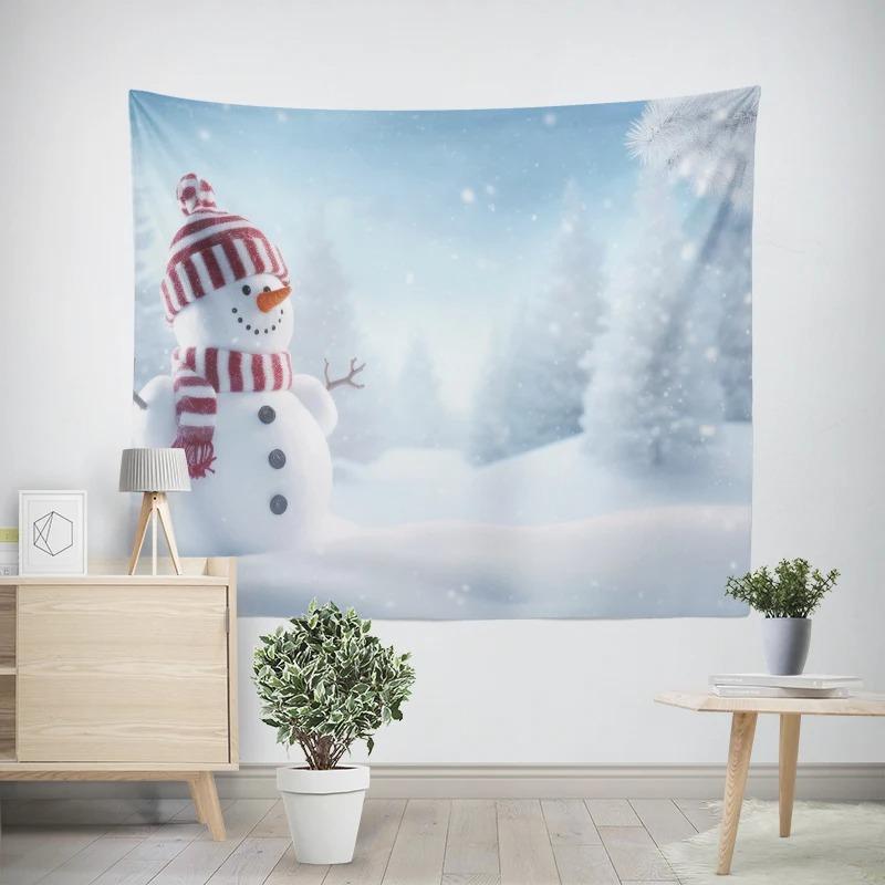 Neujahr Weihnachtsthema Schneemannmuster Wohnzimmer Schlafzimmer Dekotapisserie
