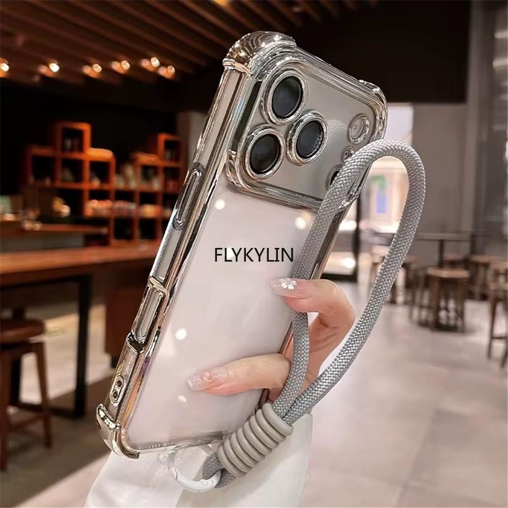 Electroplated Shockproof With Hand Strap Phone Case For Google Pixel 9 9A 9 10 Pro XL 10A 7 7A 8 8A Transparent Silicone Cover