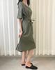 Olgangdijainseutyudio Open-Faced Linen Belted Dress