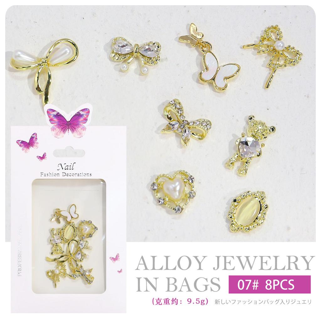 Nail Art Japanese Nail Art Xiaoxiangfeng Love Bow Chain Alloy Nail Art Jewelry