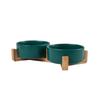 Wooden Rack Ceramic Pet Double Bowl Integrated Eating Drinking Basin No Spill Feeder For Small Cats Dogs Neck Care Pet Supplies