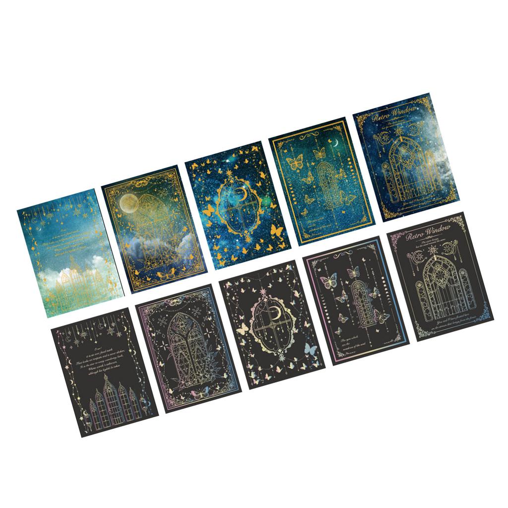 15 Sheets Star Moon Pattern Scrapbooking Paper Laser Decorative Journaling Paper for DIY Cards