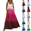 Ladies' Gradient Printed Summer Casual and Fashionable Sleeveless Long Dress