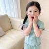 Children's Striped Summer Two-Piece Set: Soft Short Sleeve T-shirt & Elastic Waist Shorts
