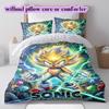 Hedgehog Sonic Printed Anime Duvet Cover,3pcs Cartoon Style Bedding Set,Cool Home Textile Comforter Cover for Room Decor_LIAN
