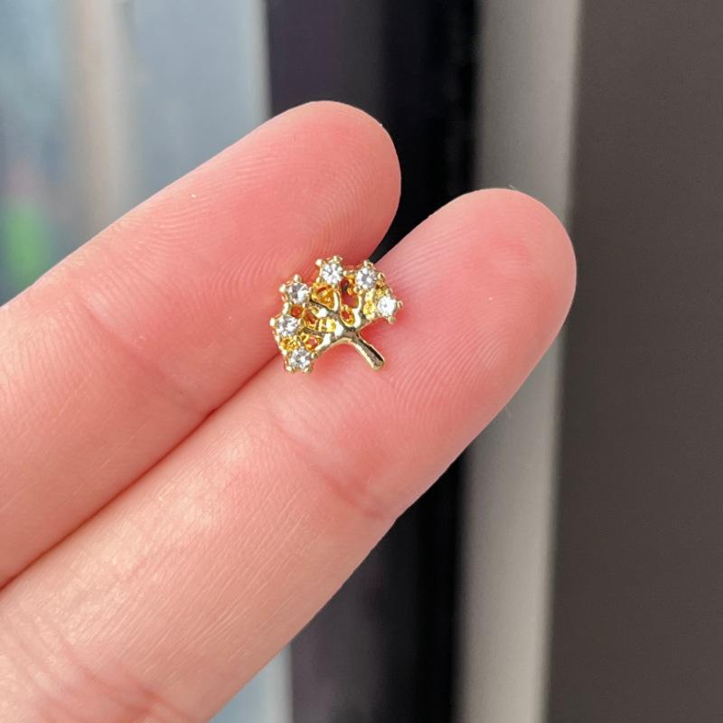 

925 Легкие роскошные изысканные маленькие серьги в форме дерева, маленькие и простые серьги, универсальные серьги в стиле ниши для женщин