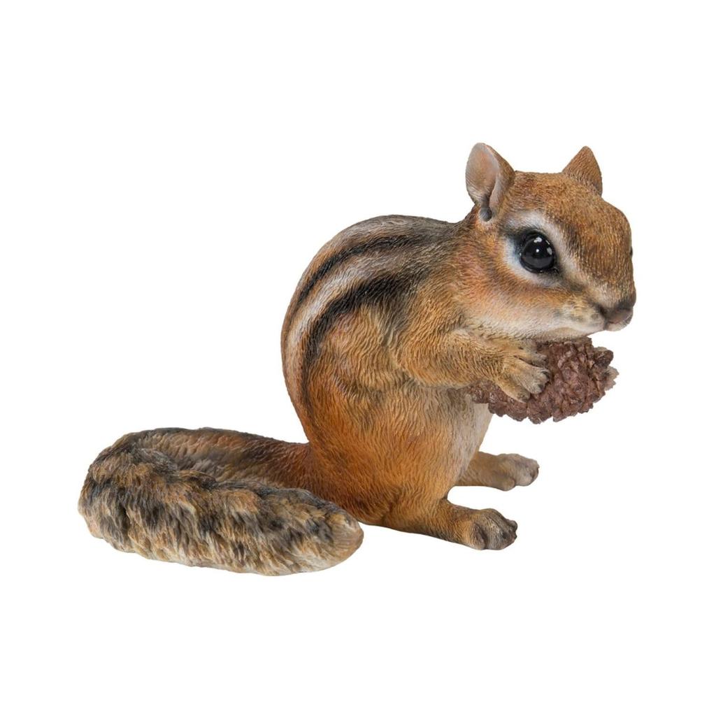 Ubia Chipmunk Facing Right Holding a Pine Cone, 13.5 x 8.8 x 9.7 cm, Figurine, Ornament, Animal, Garden Decor, Squirrel, H20509