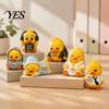 Small Resin Statue for Bedroom Emotional Support Duck Figurine, Yellow Ornament, Creative Desktop Accessory Cute Home Office Desk Decor Figurine