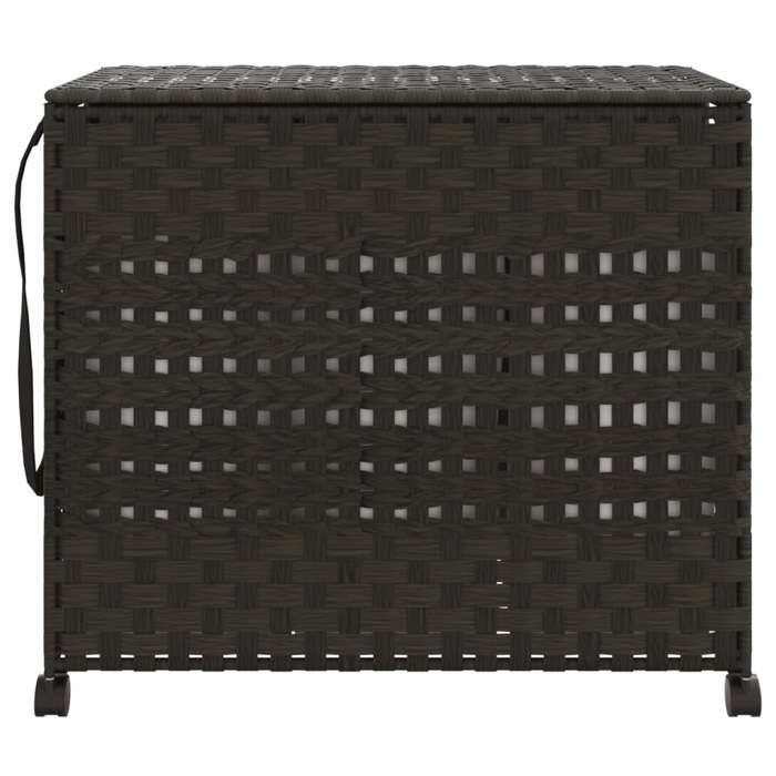 VidaXL Laundry Basket with Wheels Dark Brown 66x35x60 Cm 372045